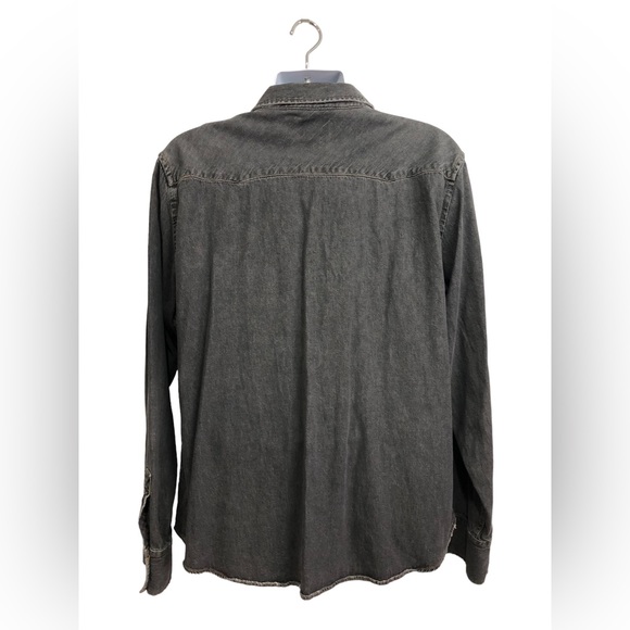 Levis Pearl Snap Sawtooth Western Denim Shirt Mens XXL VTG LVC Dark - Picture 5 of 8